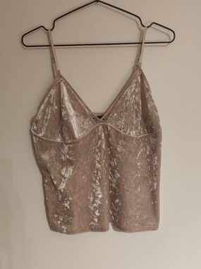 Pink Fairycore Crushed Velvet V-Neck Cami By Bik Bok Size L